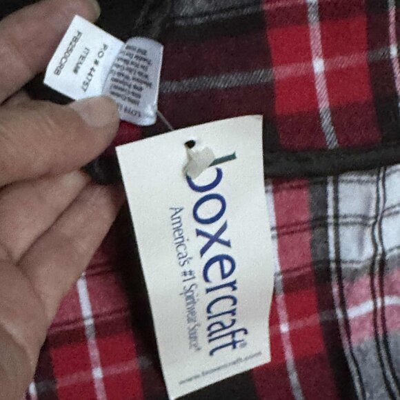 Boxercraft Red Black and White Plaid Flannel Blanket - Picture 2 of 3